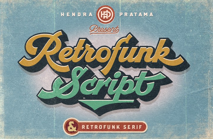 Przykład czcionki Retrofunk Script Serif